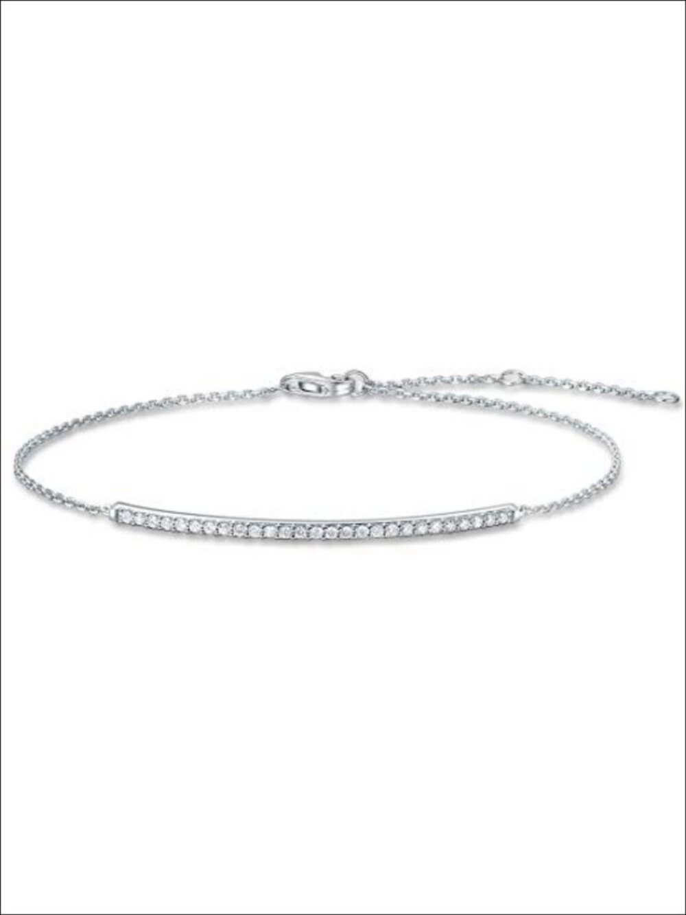 14k Solid White Gold Diamond Bar Bracelet Dainty Fine Jewelry Gift for Women